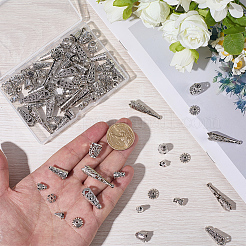 100 шт. 10 стиля тибетских бусин из сплава с конусами и колпачками&nbsp;FIND-SP0020-73A