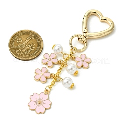 Брелок из цветочного сплава с эмалью и жемчужиной из АБС-пластика KEYC-JKC01098