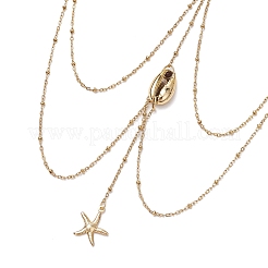 Цепи из нержавеющей стали 304 и гальванизированные подвески-ракушки с кисточками для ножек и бедер AJEW-AN00649-02