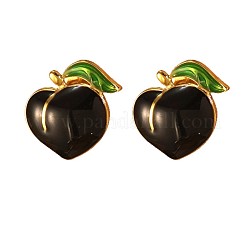 Серьги-гвоздики с персиковым оттенком из нержавеющей стали 304 с эмалью&nbsp;EJEW-Z147-07G