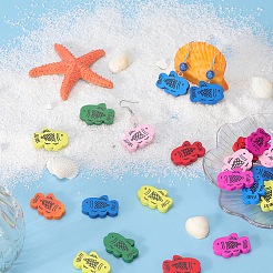 105шт 7 цвета деревянные бусины с принтом WOOD-GF0001-86