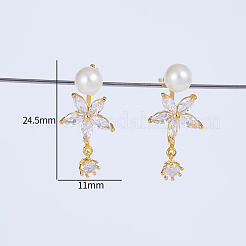 Элегантные серьги-гвоздики из латуни с прозрачными кубическими цирконами WX5814