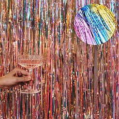 Шторы с бахромой из пластиковой фольги&nbsp;DIY-WH0028-106A