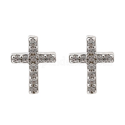 925 серьги-гвоздики из стерлингового серебра с прозрачным кубическим цирконием&nbsp;EJEW-Q030-04P