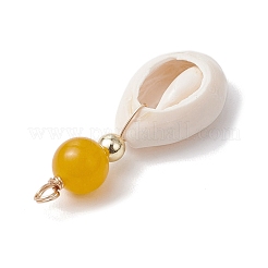 Круглые подвески из натуральной ракушки каури и натурально окрашенного малайзийского нефрита&nbsp;PALLOY-JF03832-01