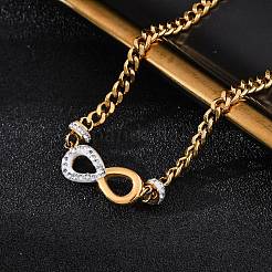 Женские подвески в виде бесконечности из нержавеющей стали 304 со стразами из полимерной глины NJEW-Z065-04G