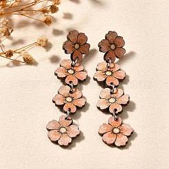 Серьги-гвоздики в форме цветка из нержавеющей стали 304&nbsp;EJEW-M074-05P