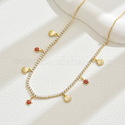 Элегантный латунный кулон в стиле океана с прозрачным кубическим цирконием из панциря черепахи RD4972