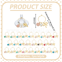 26шт стеклянные подвески для бокалов для вина&nbsp;HJEW-WR00025