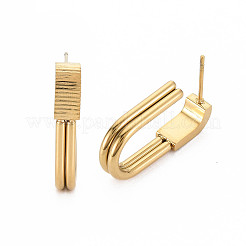 Серьги-гвоздики овальной формы из нержавеющей стали 304&nbsp;EJEW-N016-025LG