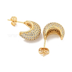 Серьги-гвоздики из латуни с каплевидным паве и прозрачным фианитом EJEW-M258-67G