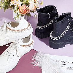 6 шт. 3 стиля пластиковая имитация жемчуга и железная цепь для ремней для ботинок и пряжек для обуви&nbsp;HJEW-GA00043