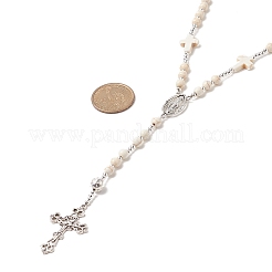 Ожерелье из четок из натуральной лавы и синтетической бирюзы&nbsp;NJEW-JN04237-02