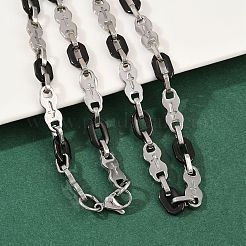 Женские ожерелья из цепочек с крестиками и овальными звеньями из нержавеющей стали 201&nbsp;NJEW-B143-02EBP