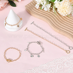 12шт 2 цвета сплава кабельные цепные браслеты для женщин и мужчин&nbsp;BJEW-SC0001-60