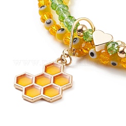 Трехслойный многожильный браслет из круглого стекла BJEW-JB08229-03