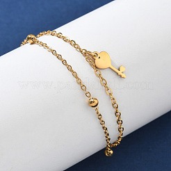 Браслеты-цепочки с брелоками из нержавеющей стали 304&nbsp;BJEW-M097-01B-G