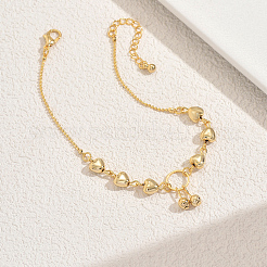 Латунные круглые полые сердечки-подвески на щиколотку для женщин&nbsp;JN7158