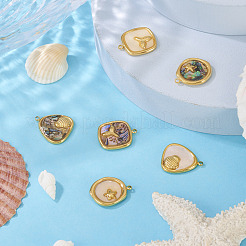 6 шт. 6 стиля подвески из нержавеющей стали 304 с натуральными ракушками&nbsp;STAS-TA0005-42