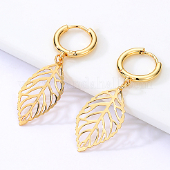 Изысканные серьги-кольца в форме листа из нержавеющей стали 201&nbsp;XH0192