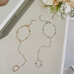 2шт 2 цвета сплава спутниковые цепи браслеты кольца для женщин BJEW-CY0001-09