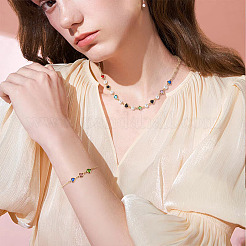 28 шт. 7-х цветные подвески-сердечки из нержавеющей стали с паве из стекла&nbsp;STAS-TA0003-30