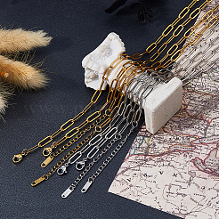 10 шт. 2 цвета 316l хирургическая нержавеющая сталь цепочка-скрепка ожерелье NJEW-DC00010