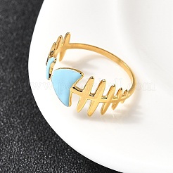 Кольца-манжеты с океанской тематикой из нержавеющей стали 304 и эмали для женщин&nbsp;RJEW-F192-01D-G