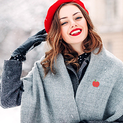 10 шт. эмалированные булавки в форме яблока&nbsp;JEWB-FH0002-48