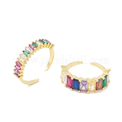 Красочное кольцо-манжета с треугольником из кубического циркония RJEW-B037-03G
