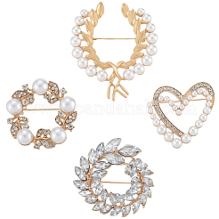 4 шт. 4 стиля броши из сплава со стразами для одежды JEWB-CN0001-06