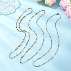 3 шт. 3 стильных двухцветных ожерелий из нержавеющей стали 304 с панцирной цепочкой и цепочкой-кабелем для женщин и мужчин NJEW-JN05568