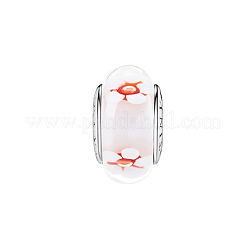 Рондель 925 стерлинговое серебро чистые и свежие белые цветы в стеклянных европейских бусинах TS-C-135