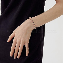 Круглый браслет с бусинами из натурального турмалина BJEW-TA00220