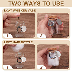 2 шт. прозрачные стеклянные пустые бутылки с подвесками в виде отпечатков лап в виде сердечек и медальонов AJEW-DR00039