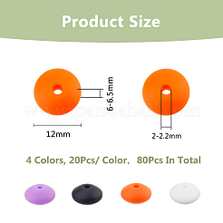 80 шт. 4 стиля рондель пищевые экологически чистые силиконовые бусины SIL-DC0001-68A