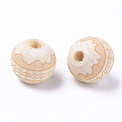 Незаконченная натуральная древесина европейский бисер WOOD-S057-015A