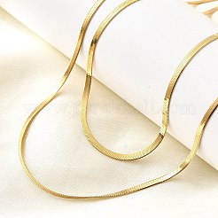 Ожерелья из двух цепочек с плоской цепочкой-змейкой из нержавеющей стали 304 NJEW-Q039-01G