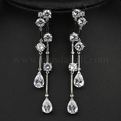 Серьги-гвоздики с кисточками из прозрачного кубического циркония в форме капли FS-WG0D253-02
