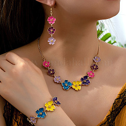 Комплект украшений из цветочного сплава с эмалью&nbsp;FS-WGAE8A1-01