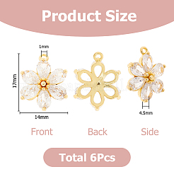 6 шт. Латунные подвески с микропаве&nbsp;ZIRC-HS0001-07