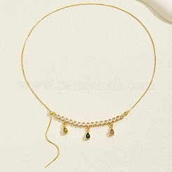 Регулируемый слайдер элегантные латунные цветные кубические циркониевые подвески ожерелья для женщин LG0257-2