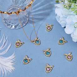 8 шт. 2 цвета латунные подвески с микропаве и кубическим цирконием&nbsp;KK-BBC0019-71