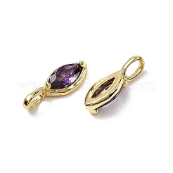 Подвески из латуни с микропаве из кубических цирконий в форме конского глаза KK-C134-17A