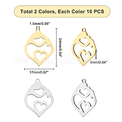 20 шт. подвески из нержавеющей стали 201 двух цветов&nbsp;STAS-DC0004-13