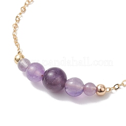 Браслеты с круглыми бусинами из натурального аметиста BJEW-JB12806-02