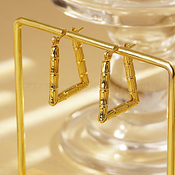 Стильные бамбуковые серьги-кольца из нержавеющей стали 304 FW8059-2