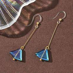 Серьги-подвески в виде веера из нержавеющей стали 304 с гальваническим покрытием EJEW-Z129-11G-03