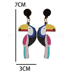 Акриловые серьги-гвоздики с изображением попугая&nbsp;FS-WG0B0F7-01