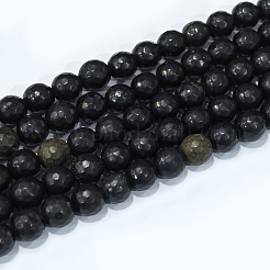 Грановитая круглый натуральный черный камень бисер пряди G-E302-066-8mm